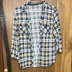Casual Plaid Open-Front Shirt